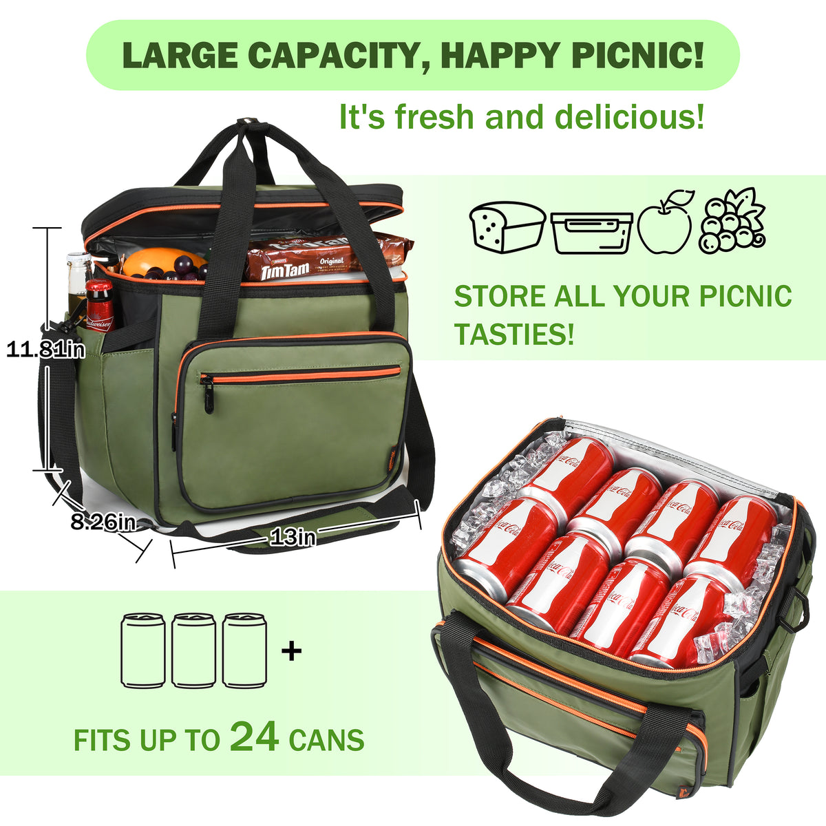 Tirrinia 24 Cans Insulated Soft Cooler Bag