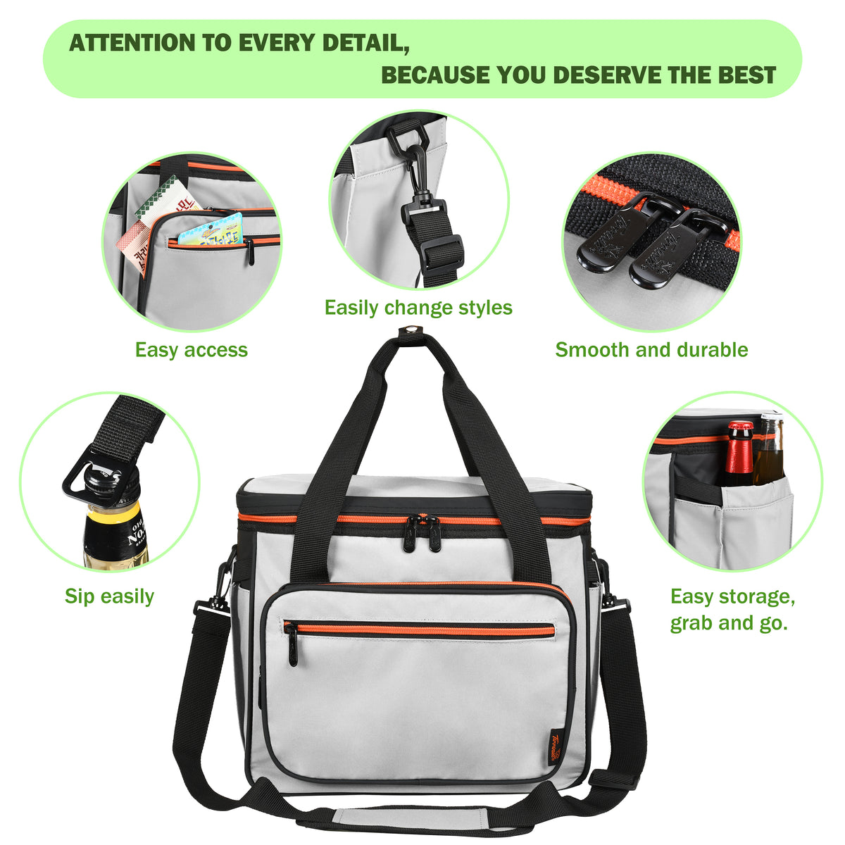 Tirrinia 24 Cans Insulated Soft Cooler Bag back view