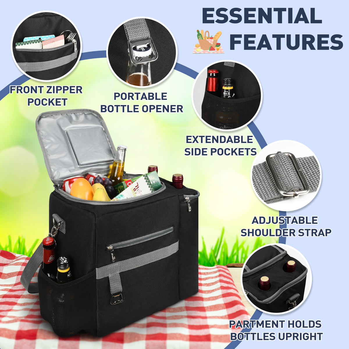 Tirrinia Outdoor Cooler with Wine Compartment back view