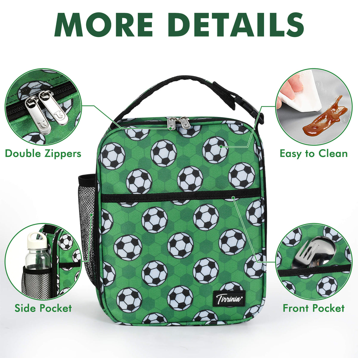 Tirrinia Sports-Themed Insulated Lunch Bag – Compact, Leakproof & Travel-Friendly