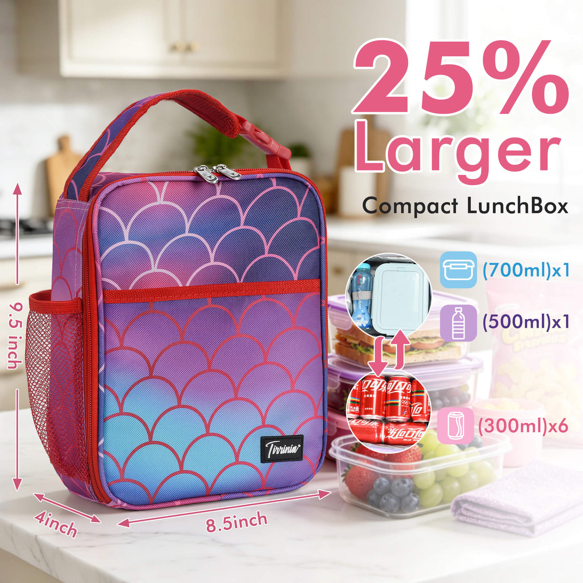Tirrinia Sports-Themed Insulated Lunch Bag – Compact, Leakproof & Travel-Friendly