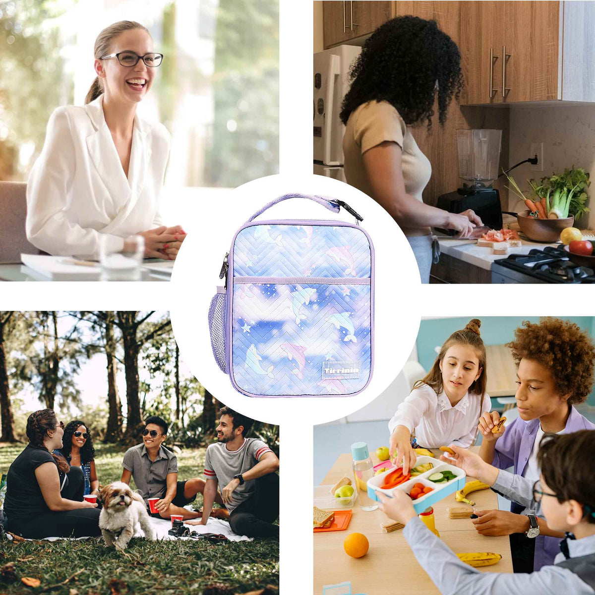 Tirrinia Solid Color Insulated Lunch Cooler Bag