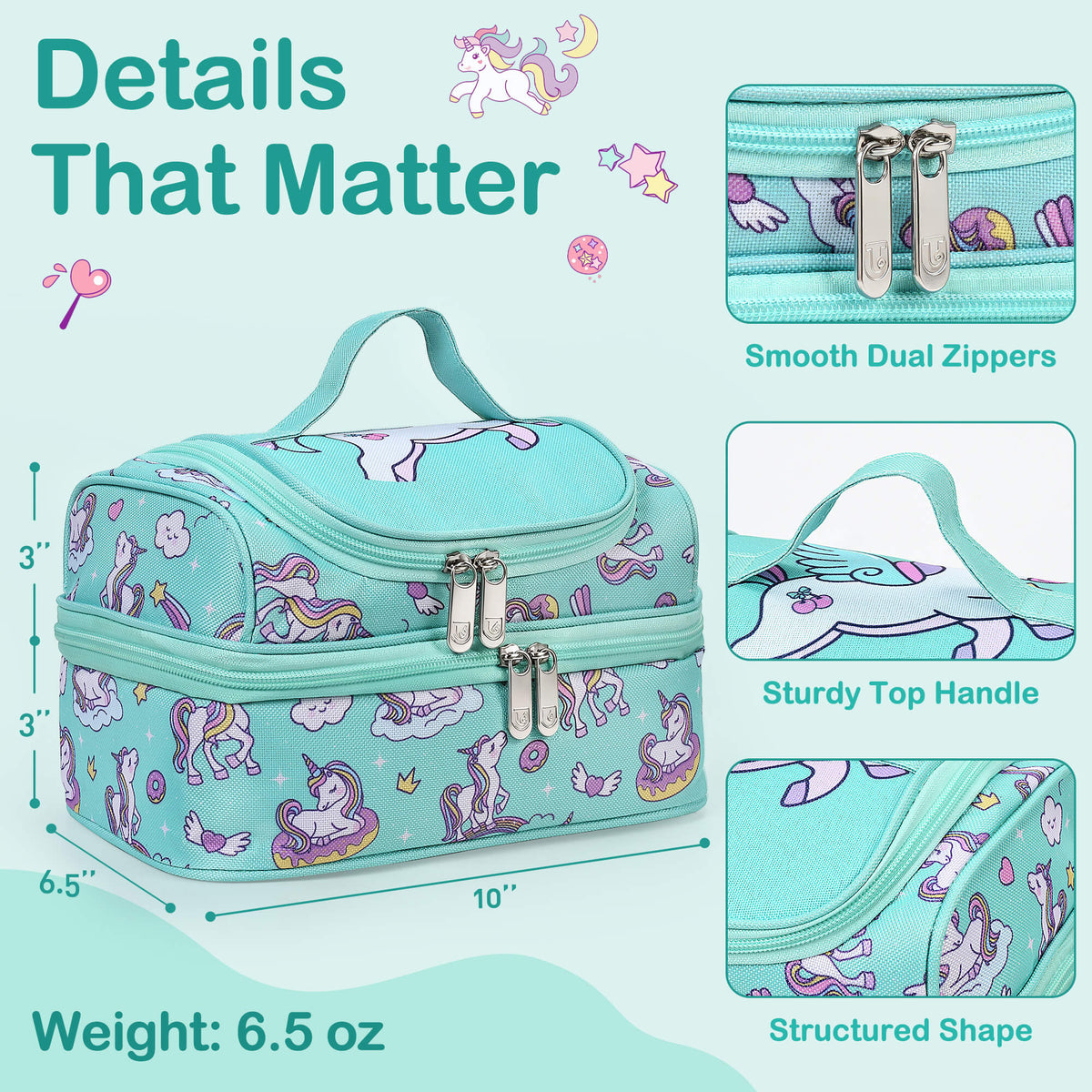 Tirrinia Kids Insulated Lunch Bag – Leak-Proof Double Decker Cooler Tote
