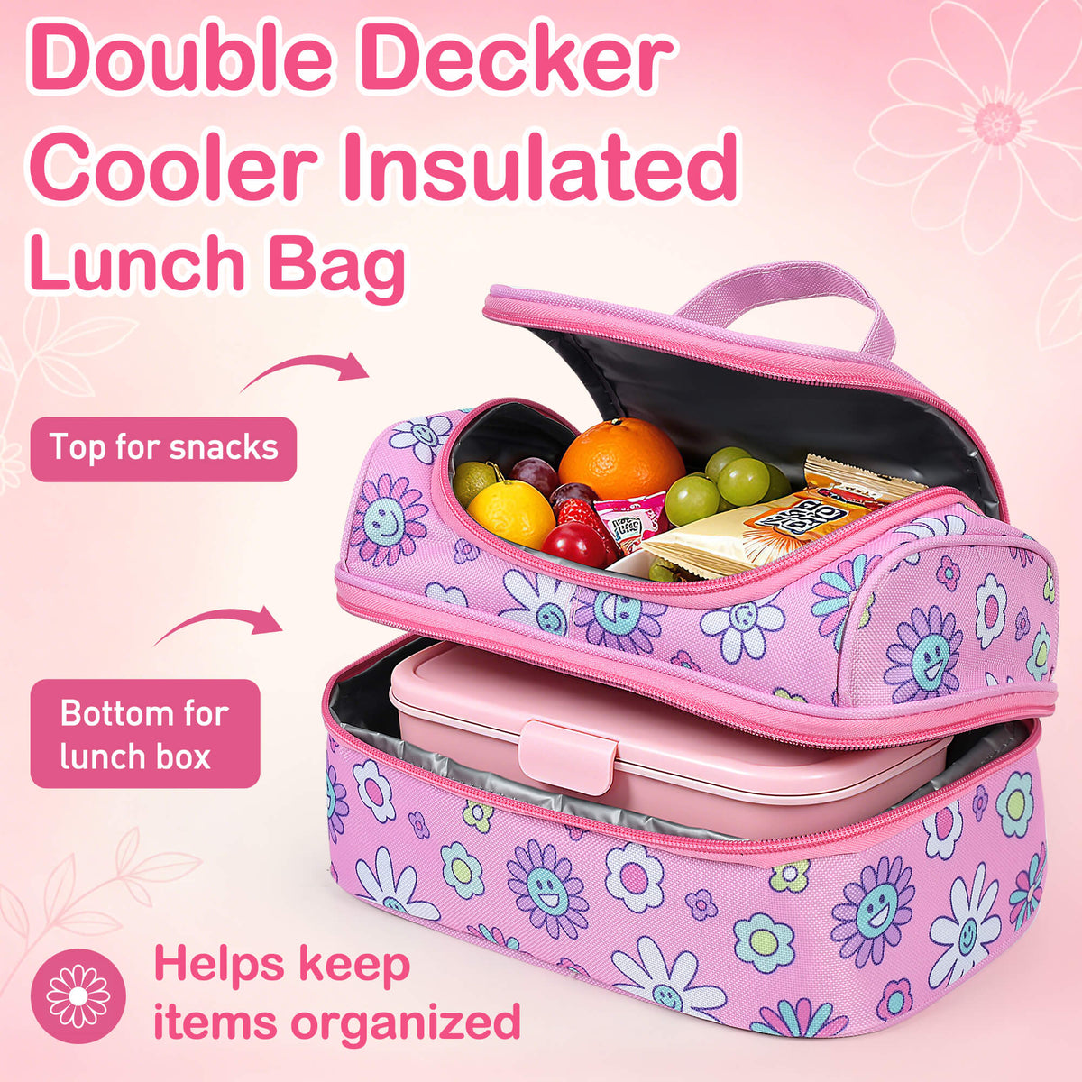 Tirrinia Kids Insulated Lunch Bag – Leak-Proof Double Decker Cooler Tote