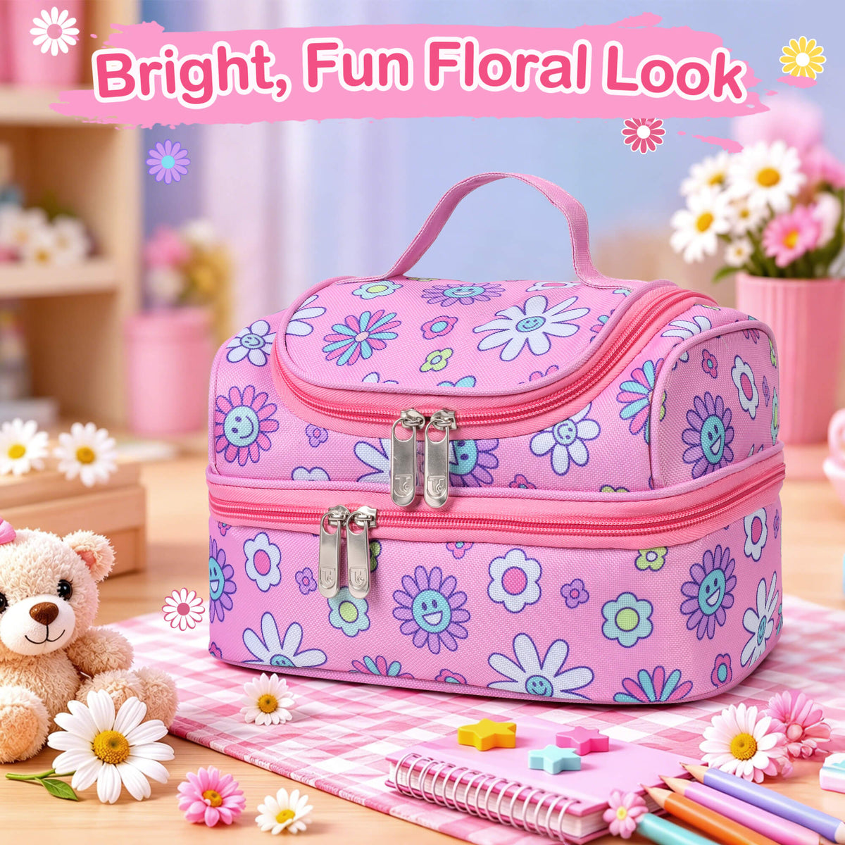 Tirrinia Kids Insulated Lunch Bag – Leak-Proof Double Decker Cooler Tote