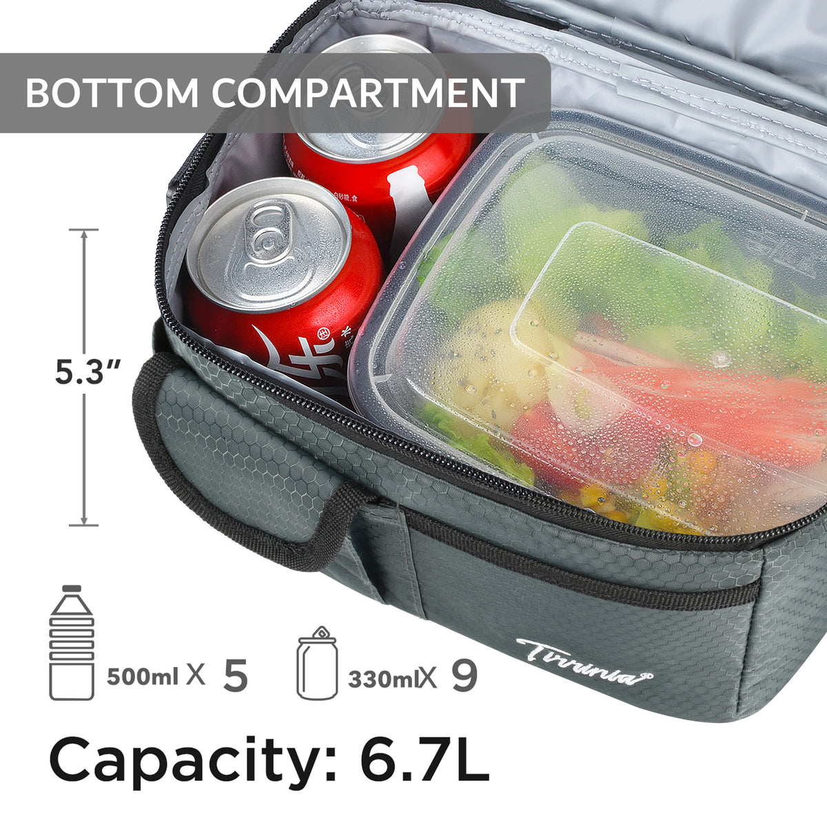 Tirrinia Lunch Tote Bag with Dual Compartment