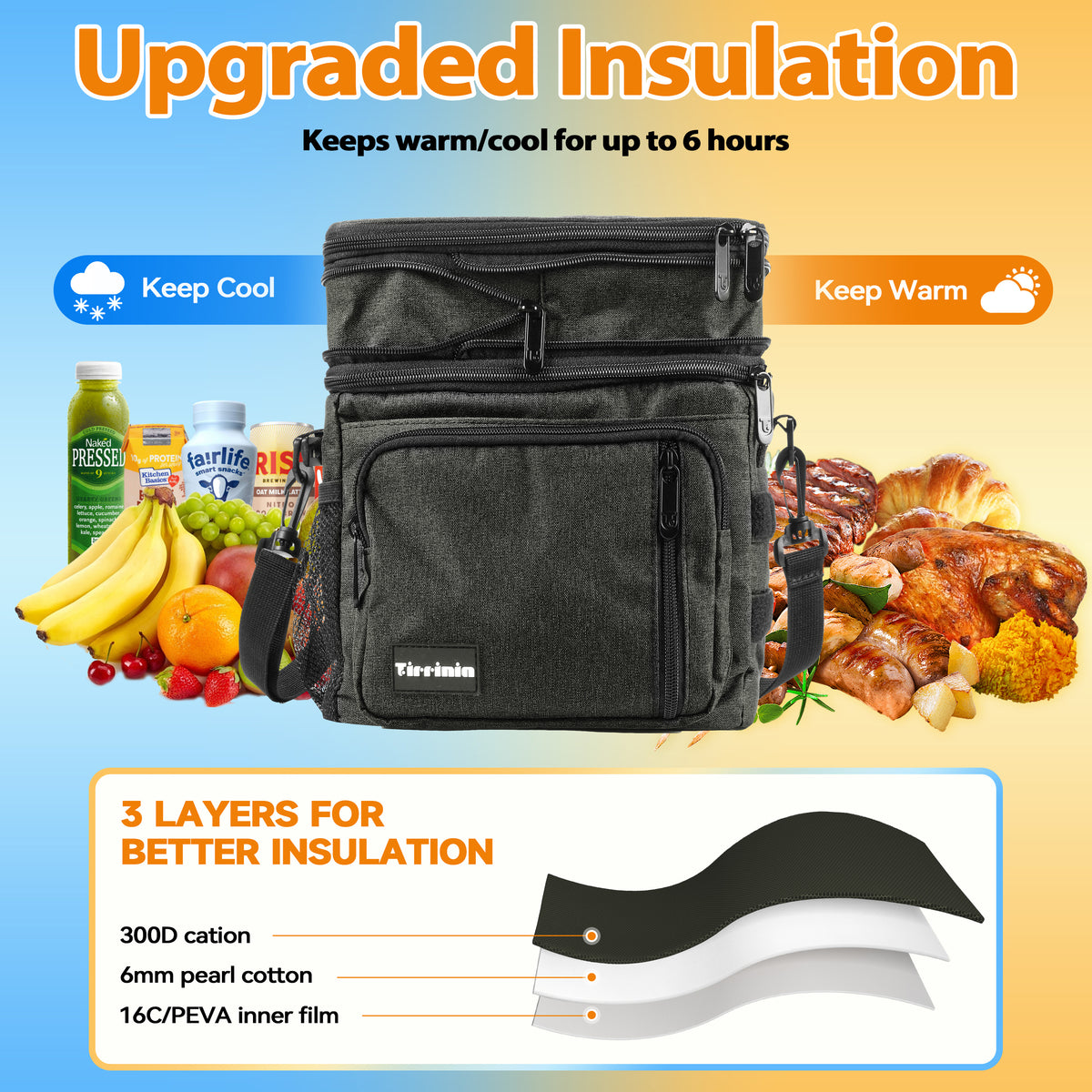 Tirrinia Large Capacity Expandable Insulated Lunch Bag product image 14
