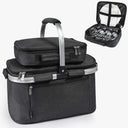 Tirrinia Large Insulated Picnic Basket, 34L Water Resistant & Leakproof Collapsible Portable Cooler Basket Set with Aluminium Handle for Travel,Foldable Grocery Bag, Black