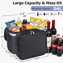 Tirrinia Large Insulated Picnic Basket, 34L Water Resistant & Leakproof Collapsible Portable Cooler Basket Set with Aluminium Handle for Travel,Foldable Grocery Bag, Black