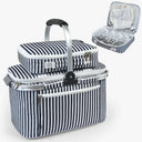 Tirrinia Large Insulated Picnic Basket, 34L Water Resistant & Leakproof Collapsible Portable Cooler Basket Set with Aluminium Handle for Travel,Foldable Grocery Bag, Black