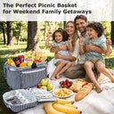 Tirrinia Large Insulated Picnic Basket, 34L Water Resistant & Leakproof Collapsible Portable Cooler Basket Set with Aluminium Handle for Travel,Foldable Grocery Bag, Black