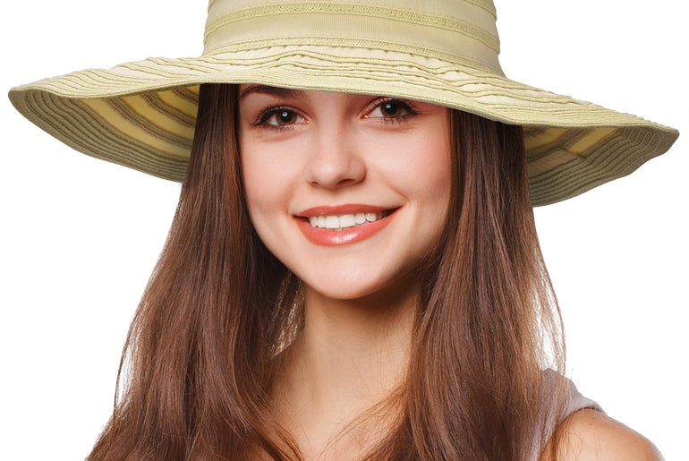 Tirrinia Womens Beach Striped Straw Hat