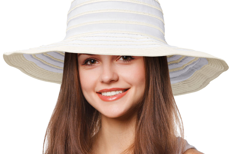 Tirrinia Womens Beach Striped Straw Hat