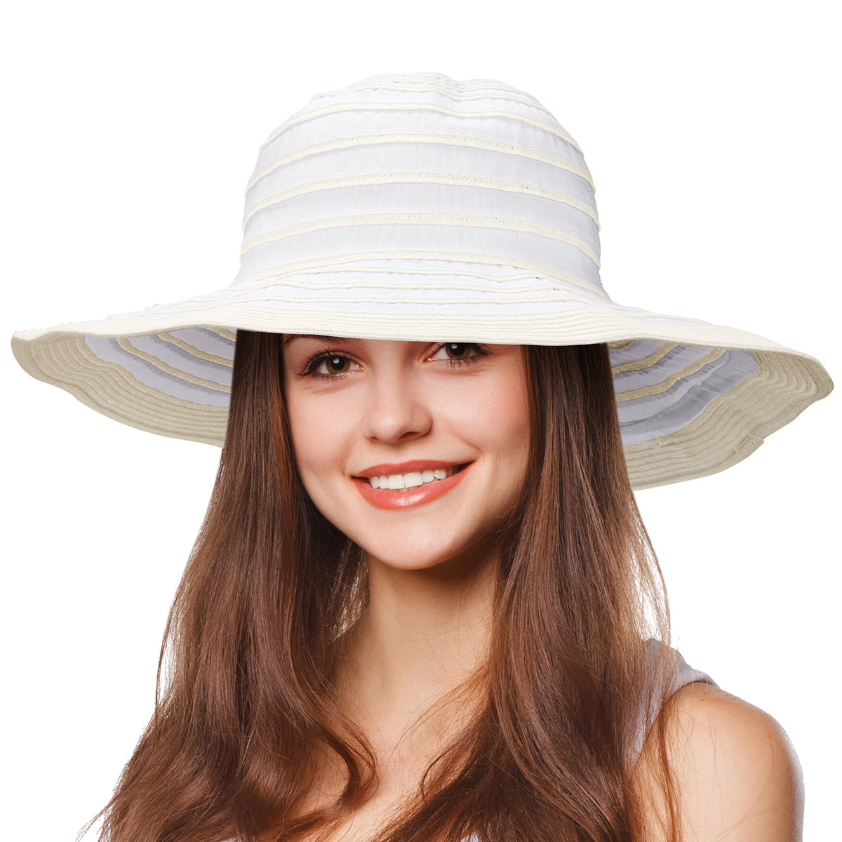 Tirrinia Womens Beach Striped Straw Hat