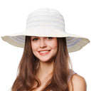 Tirrinia Womens Beach Striped Straw Hat