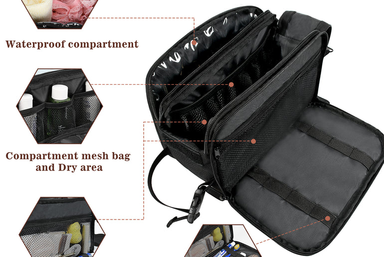 Tirrinia Travel Waterproof Toiletry Bags for Women and Men side view
