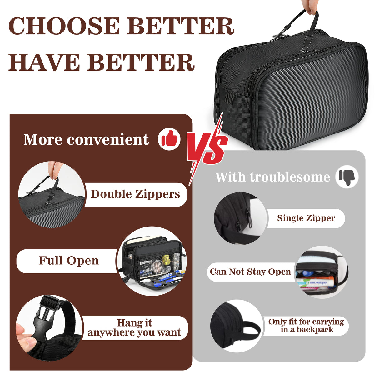 Tirrinia Travel Waterproof Toiletry Bags for Women and Men product image 5