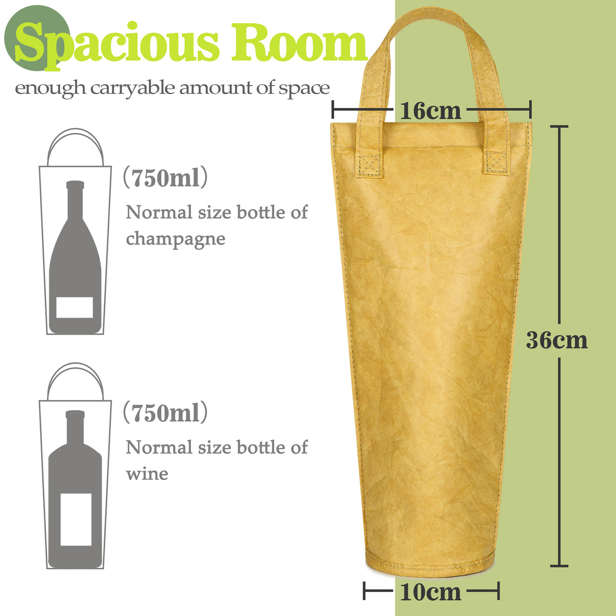 Tirrinia single layer waterproof dupont paper wine bag for gift side view