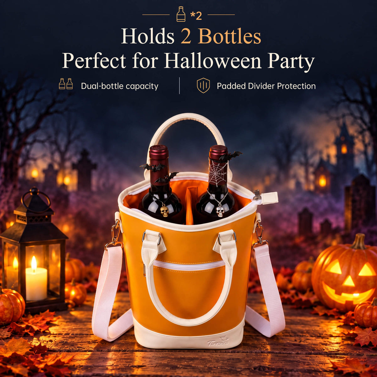 Tirrinia 2 Bottle Wine Gift Tote with Corkscrew for Outdoor