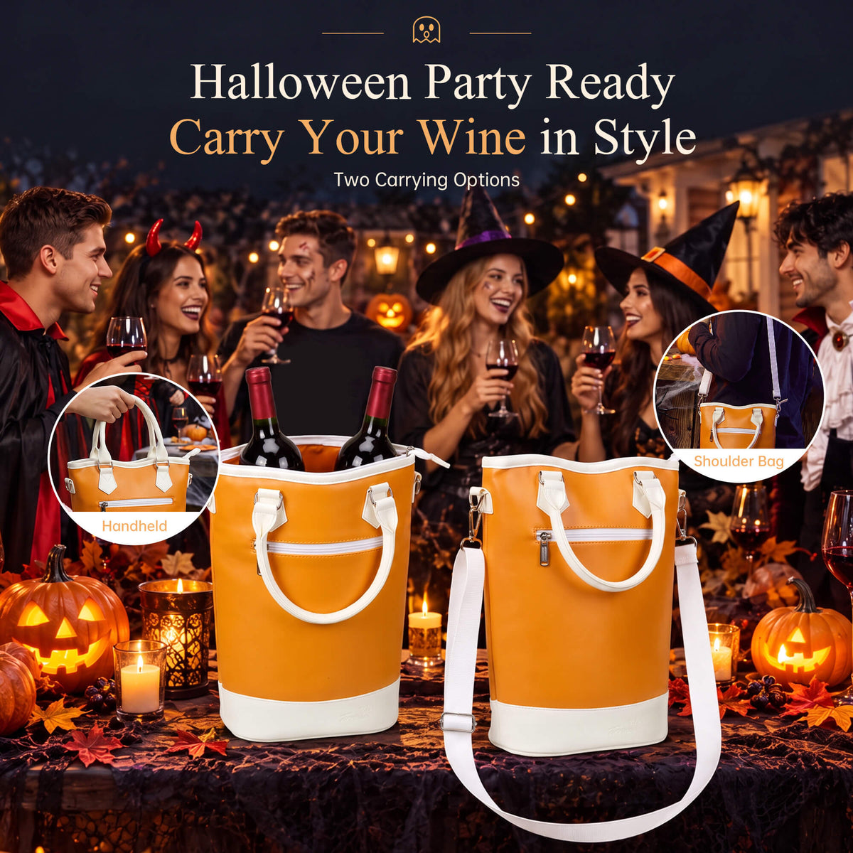 Tirrinia 2 Bottle Wine Gift Tote with Corkscrew for Outdoor