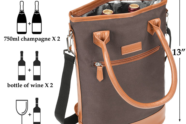 Tirrinia 2 Bottle Wine Bag Holder for Gift back view