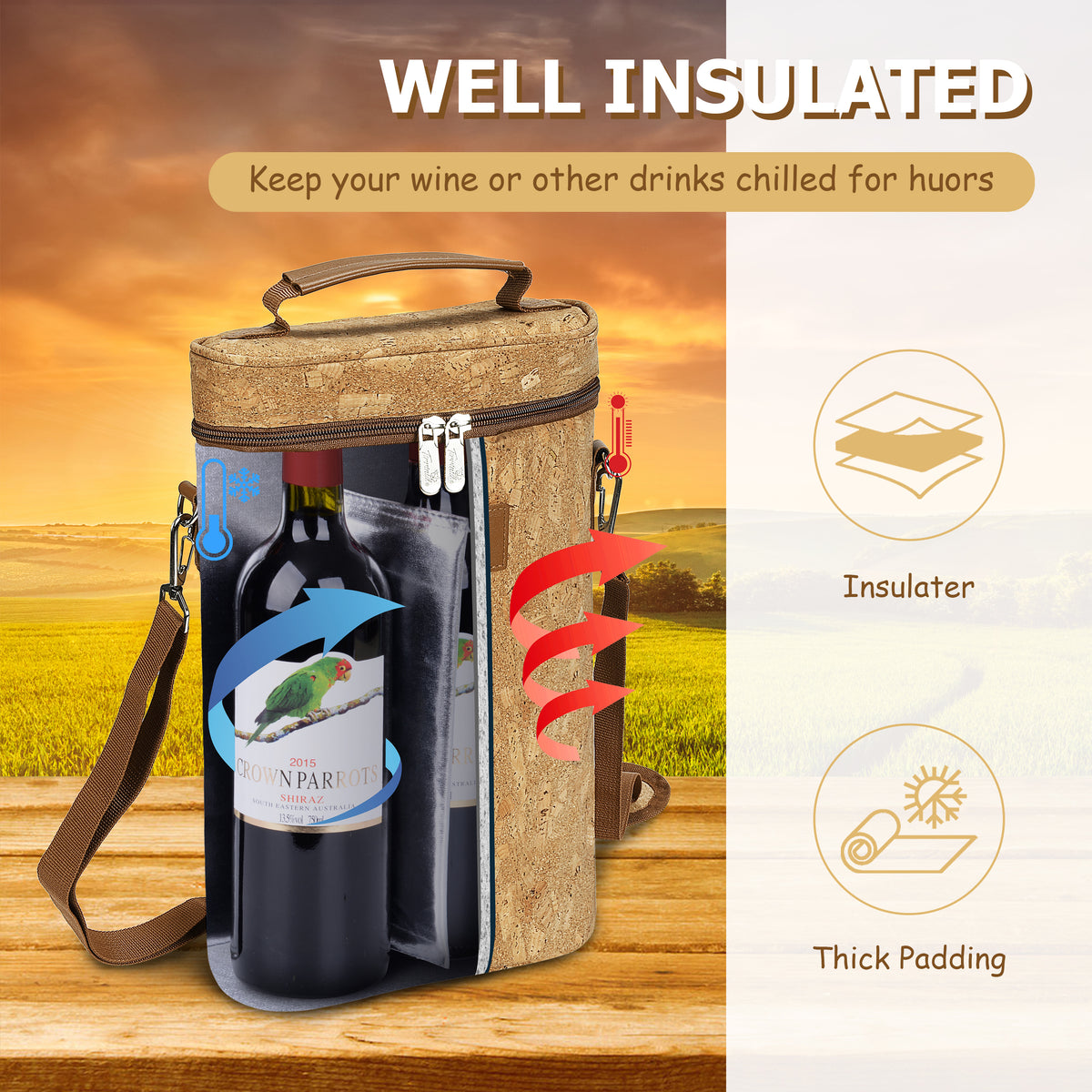 Tirrinia 2 Bottle Insulated Wine Bag – Stylish Wine Tote for Travel, Picnic & Gifting product image 12