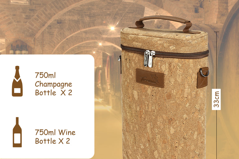 Tirrinia 2 Bottle Insulated Wine Bag – Stylish Wine Tote for Travel, Picnic & Gifting size chart