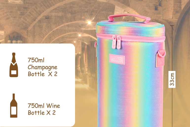 Tirrinia 2 Bottle Insulated Wine Bag – Stylish Wine Tote for Travel, Picnic & Gifting size chart