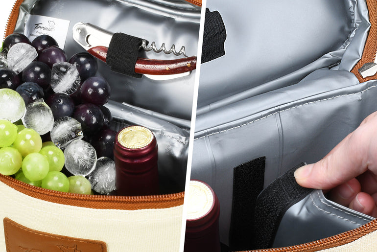 Tirrinia 2 Bottle Wine Gift Tote Carrier with Pocket