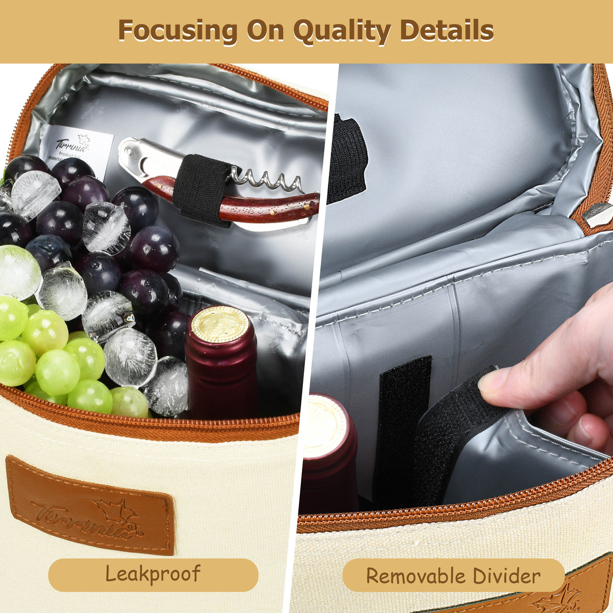 Tirrinia 2 Bottle Wine Gift Tote Carrier with Pocket