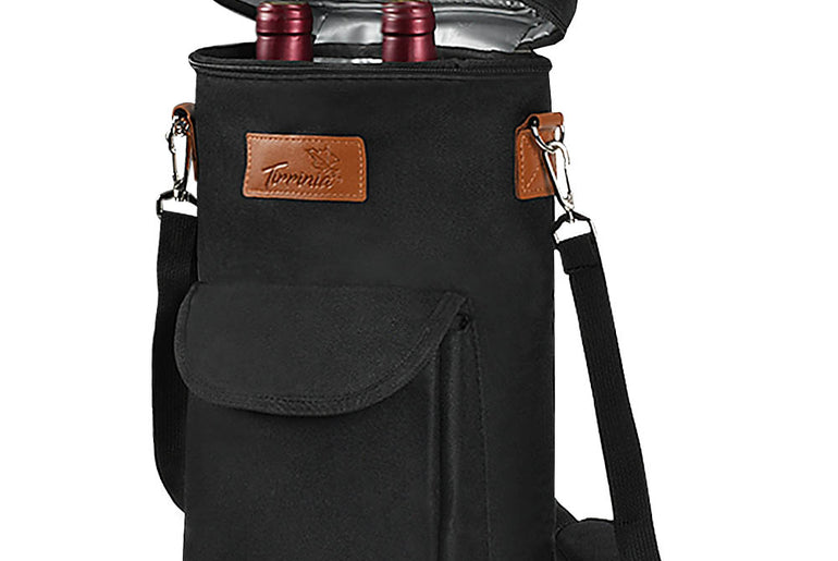 Tirrinia 2 Bottle Wine Gift Tote Carrier with Pocket