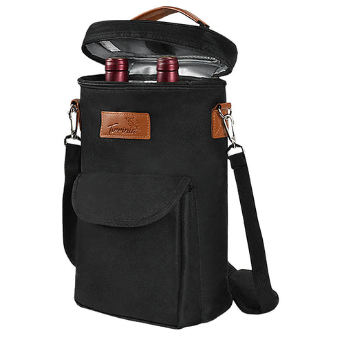 Tirrinia 2 Bottle Wine Gift Tote Carrier with Pocket