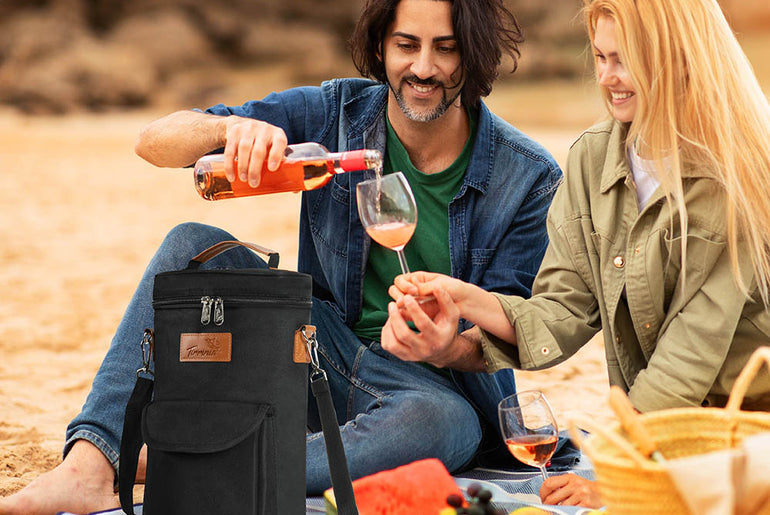 Tirrinia 2 Bottle Wine Gift Tote Carrier with Pocket