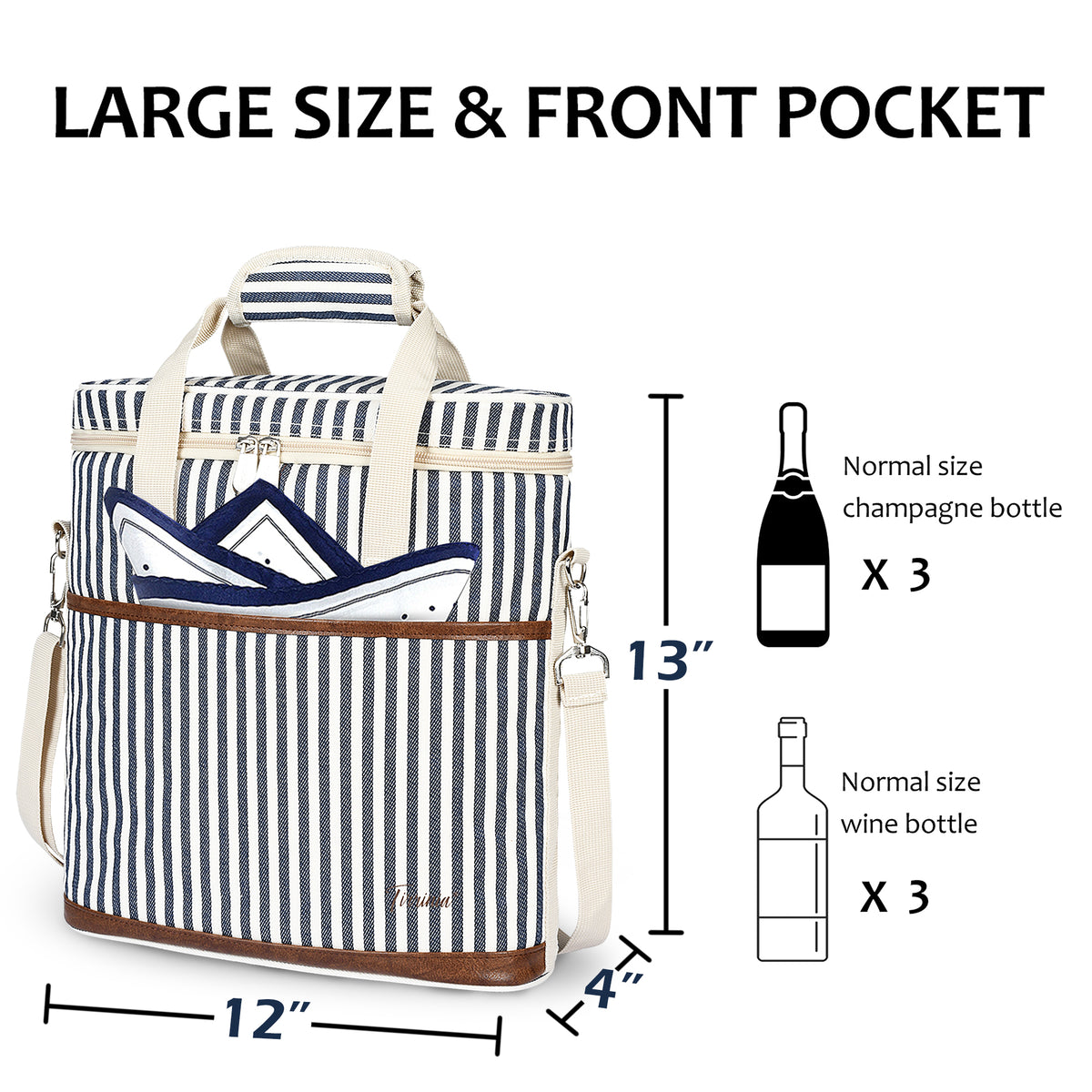Tirrinia Insulated 3 Bottle Wine Carrier with Corkscrew product image 5