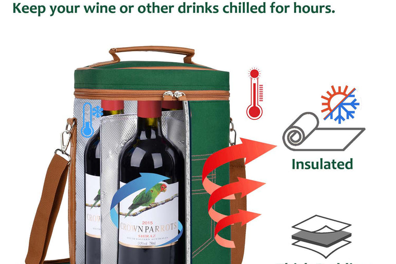 Tirrinia 4 Bottle Wine Cooler Bag for Dinner Party