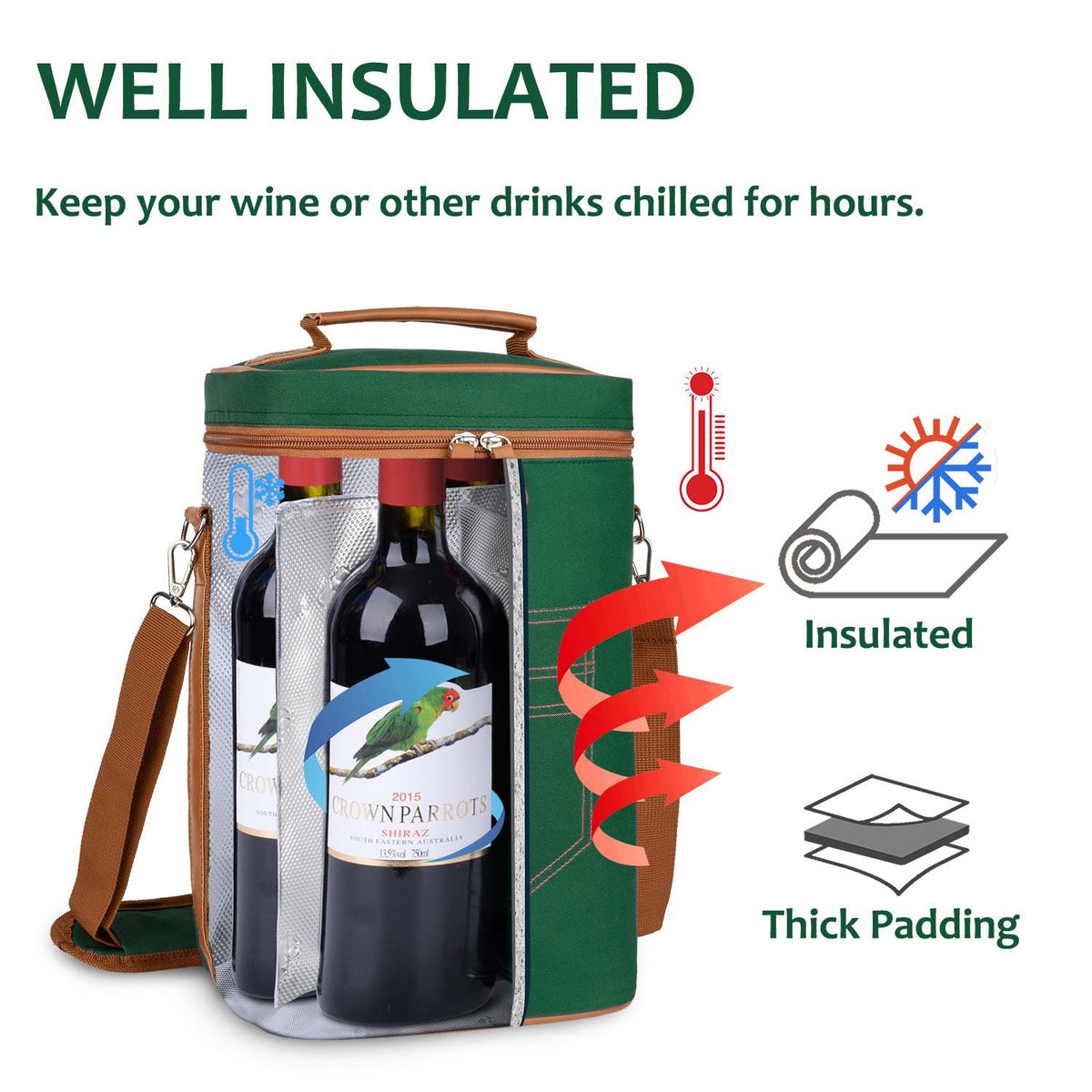 Tirrinia 4 Bottle Wine Cooler Bag for Dinner Party