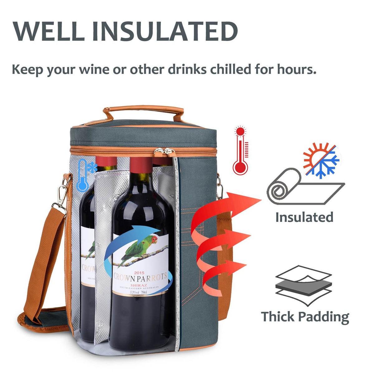 Tirrinia 4 Bottle Wine Cooler Bag for Dinner Party