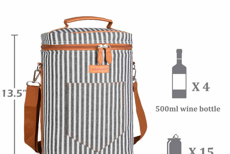 Tirrinia 4 Bottle Wine Cooler Bag for Dinner Party