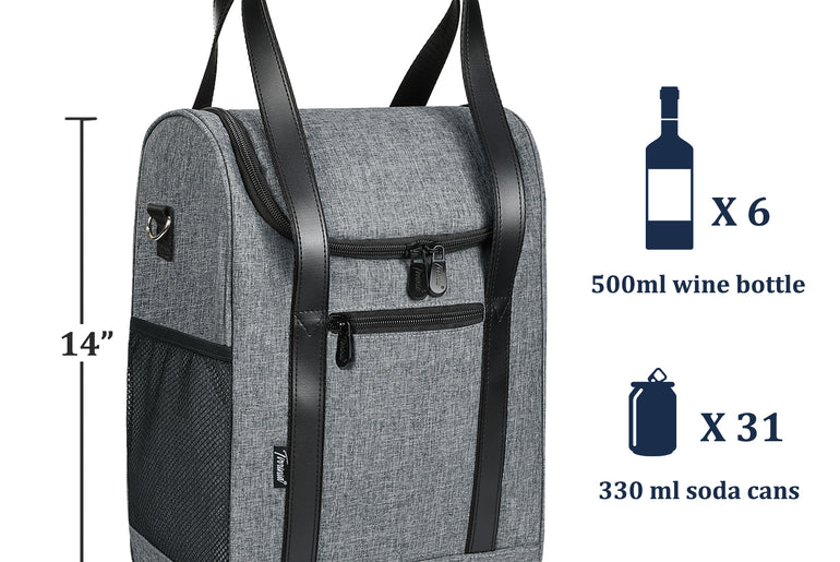 Tirrinia 6 Bottle Wine Purse Cooler for Wine Travel