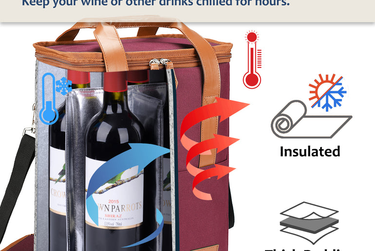 Tirrinia 6 Bottle Wine Purse Cooler for Wine Travel product image 16