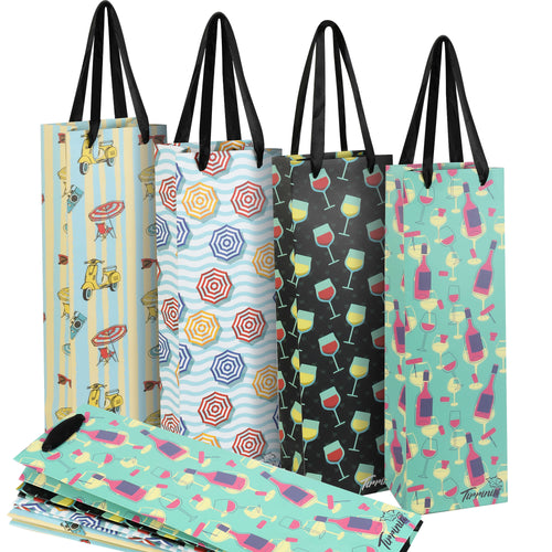 Tirrinia 12pcs Silk Handles Recyclable Paper Wine Gift Bags