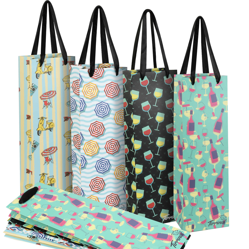 Tirrinia 12pcs Silk Handles Recyclable Paper Wine Gift Bags - Home and Garden product photo