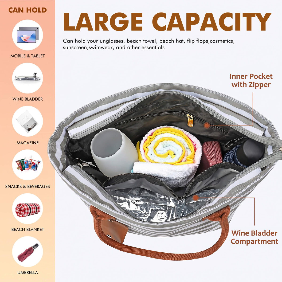 1.5L Wine Purse with Hidden Spout & Wine Bladder – Insulated Wine Tote Bag, Reusable Wine Travel Bag for Picnics, Beach & Parties