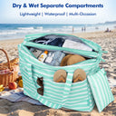 Tirrinia Extra Large Beach Tote Bag – Waterproof Travel Tote with Wet & Dry Separation detail view