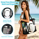 Tirrinia Large Mesh Beach Tote Bag – Sandproof, Quick-Dry Travel Tote with 9 Pockets side view