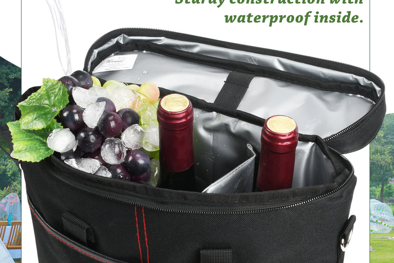 Tirrinia 3 Bottle Insulated Wine Tote Bag with Corkscrew