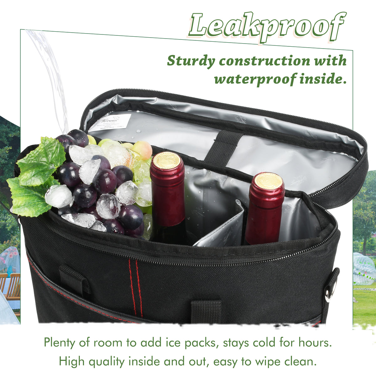 Tirrinia 3 Bottle Insulated Wine Tote Bag with Corkscrew