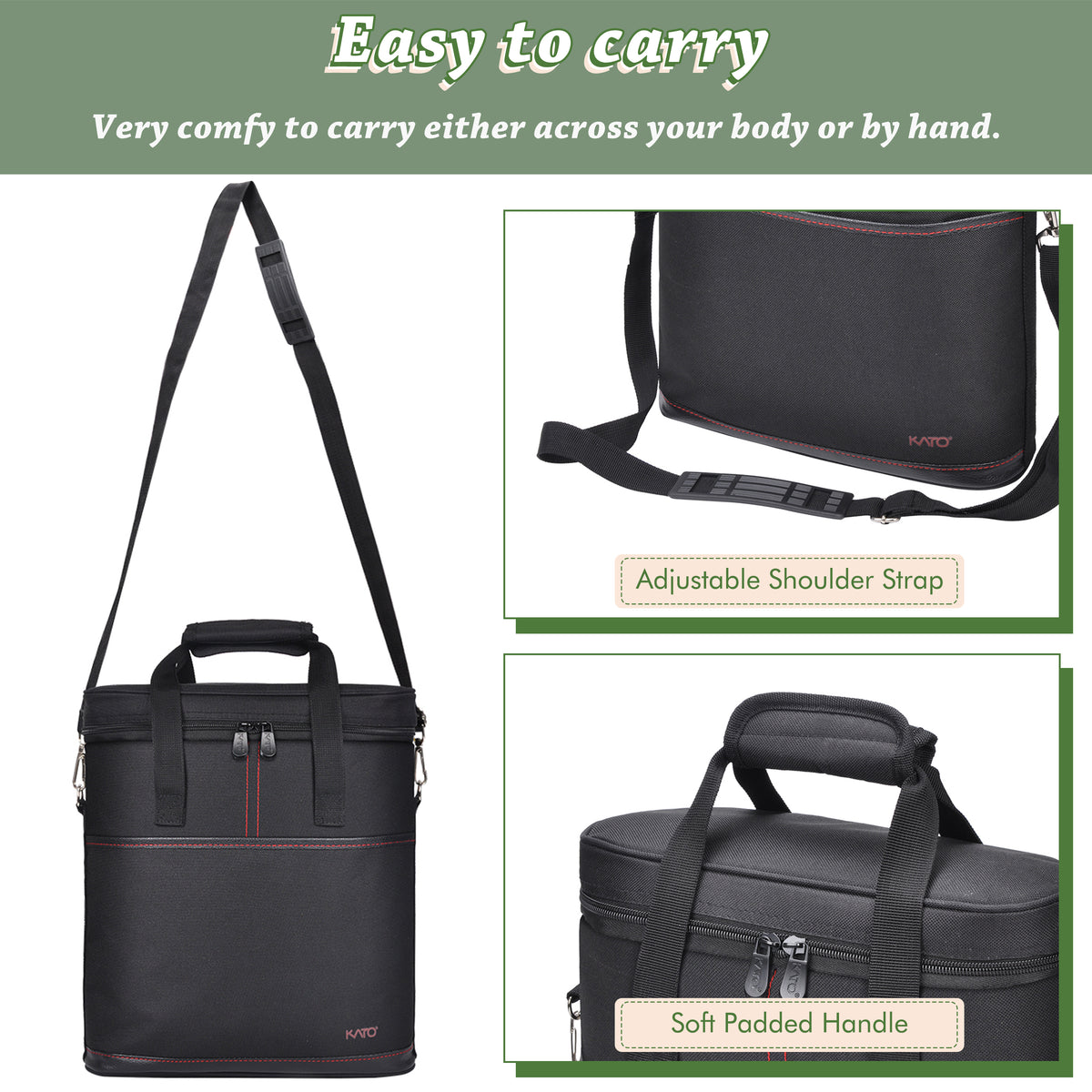 Tirrinia 3 Bottle Insulated Wine Tote Bag with Corkscrew