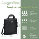 Tirrinia 3 Bottle Insulated Wine Tote Bag with Corkscrew