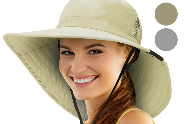 Solaris Outdoor Wide Brim Sun Hats Blocking UV Protection Cap UPF 50+ Foldable Mesh Net for Finishing, Hiking, Camping -  pro